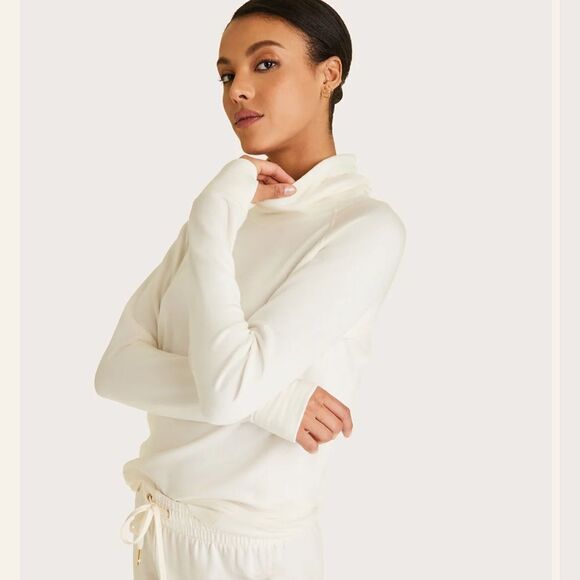 Alala Fleece Pullover Sweatshirt Womens Size Large Bone Funnel Neck pullover - Picture 1 of 15